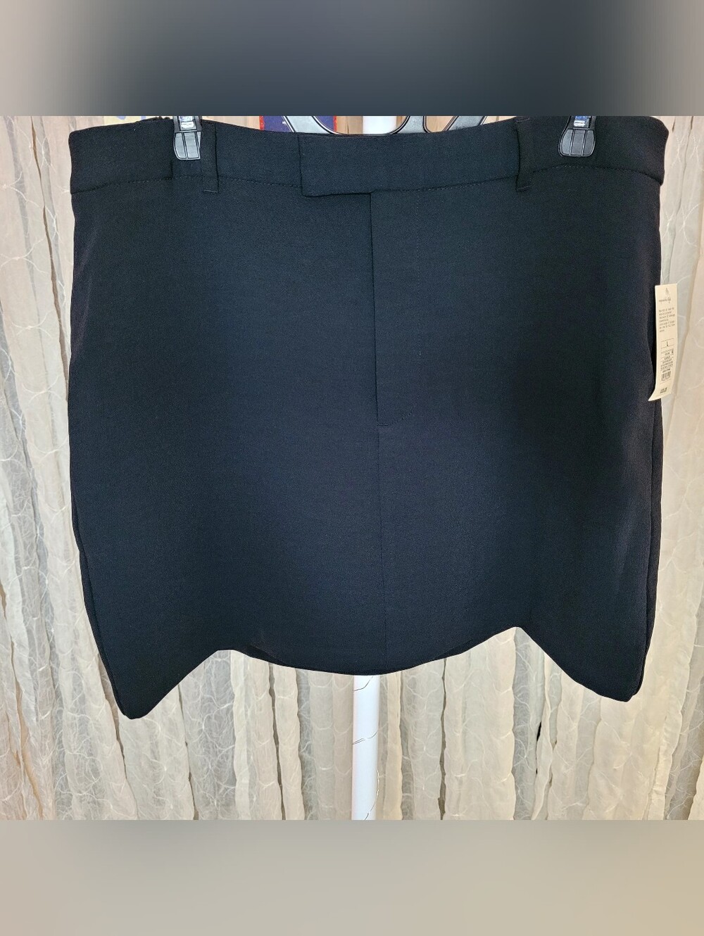 A New Day Black Mini Skirt Size L Stretch Waist Belt Loops